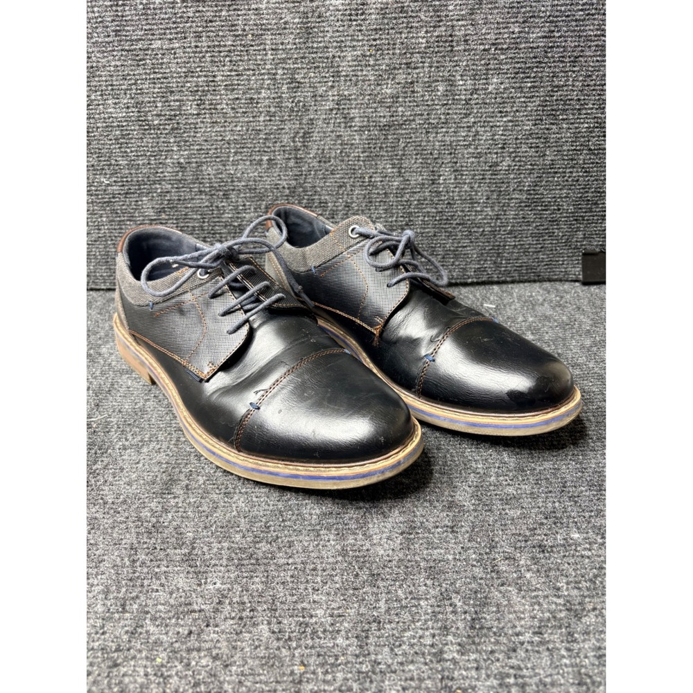 Freeman Hudson F220009 Mens 8M Black Grey Cap Toe Memory Foam Derby Shoes
